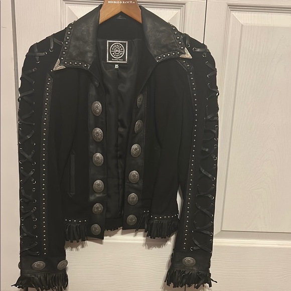Double D Ranch Jackets & Blazers - Double D Ranch Black Leather Jacket with Silver Details